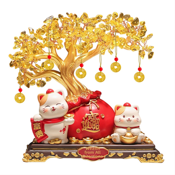 Laiminga katė – stalinis dekoras iš dervos, paprastas ir modernus stilius, tinkama perkėlimui ir įmonių/promocinių dovanų