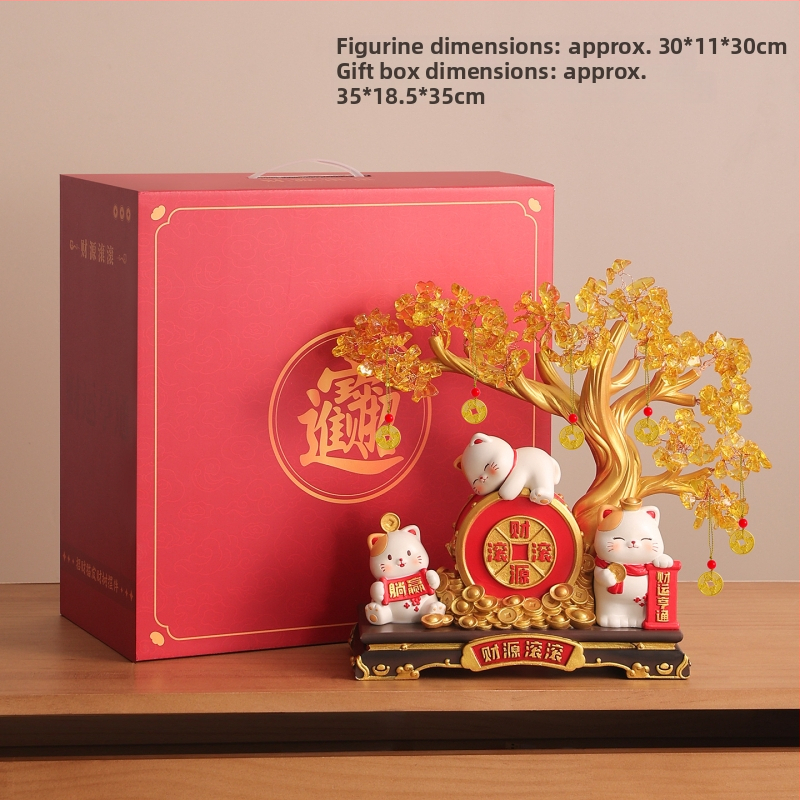 Laiminga katė – stalinis dekoras iš dervos, paprastas ir modernus stilius, tinkama perkėlimui ir įmonių/promocinių dovanų