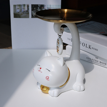 Atslēgu trauks ar laimīgās kaķes motīvu - rezīns, vienkāršs un mūsdienīgs stils, pielāgojama dekorācija