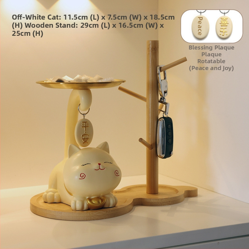 Atslēgu trauks ar laimīgās kaķes motīvu - rezīns, vienkāršs un mūsdienīgs stils, pielāgojama dekorācija