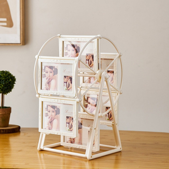 Ferris rato formos nuotraukų rėmas, plastikas ir stiklas, prancūziško retro stiliaus, stalinis dekoras.