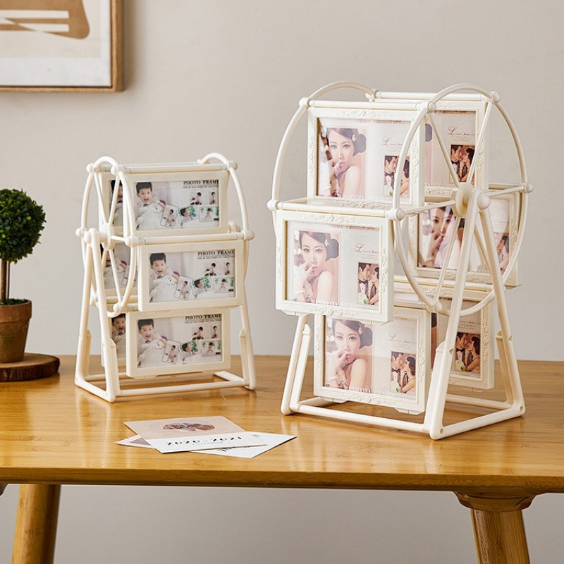 Ferris rato formos nuotraukų rėmas, plastikas ir stiklas, prancūziško retro stiliaus, stalinis dekoras.