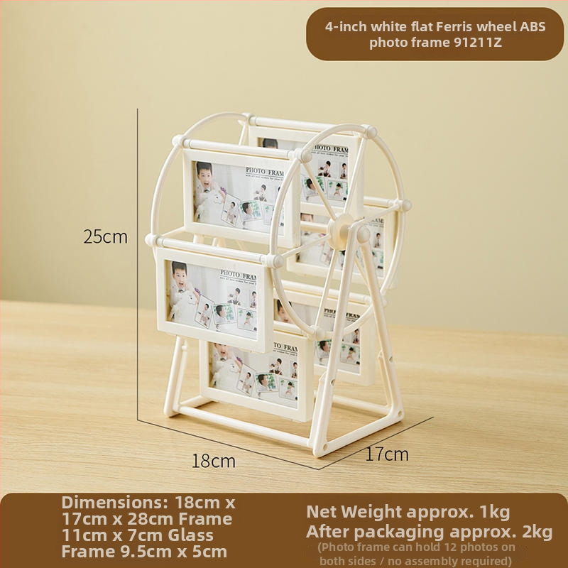 Ferris rato formos nuotraukų rėmas, plastikas ir stiklas, prancūziško retro stiliaus, stalinis dekoras.