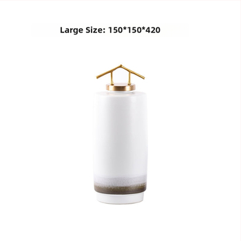 Mu Jing keramikas-metāla vāze ķīniešu stilā ar ainavas porcelāna ornamentu dzīvojamai istabai un studijai