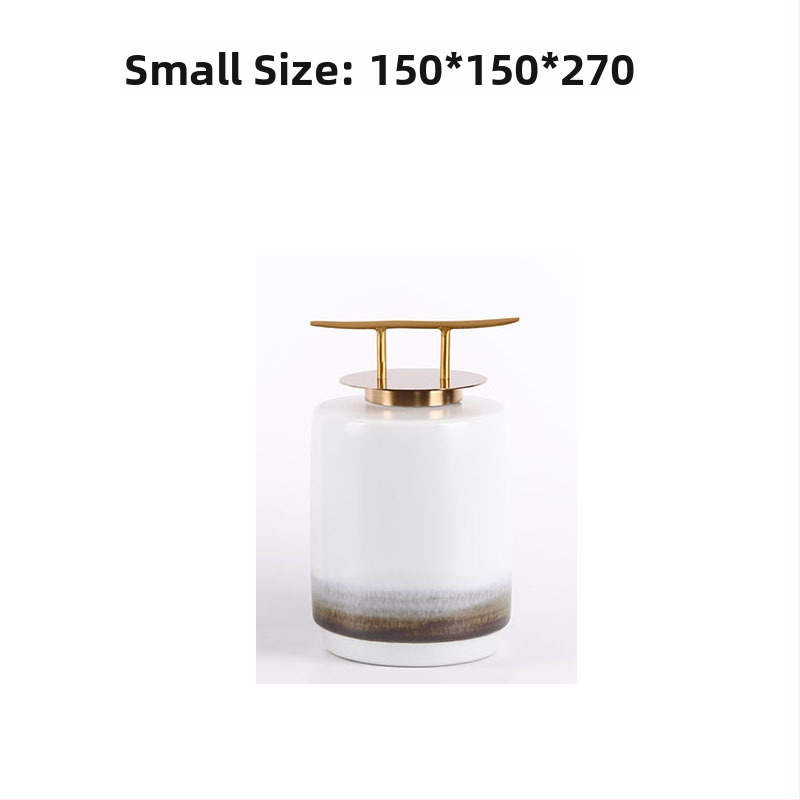 Mu Jing keramikas-metāla vāze ķīniešu stilā ar ainavas porcelāna ornamentu dzīvojamai istabai un studijai