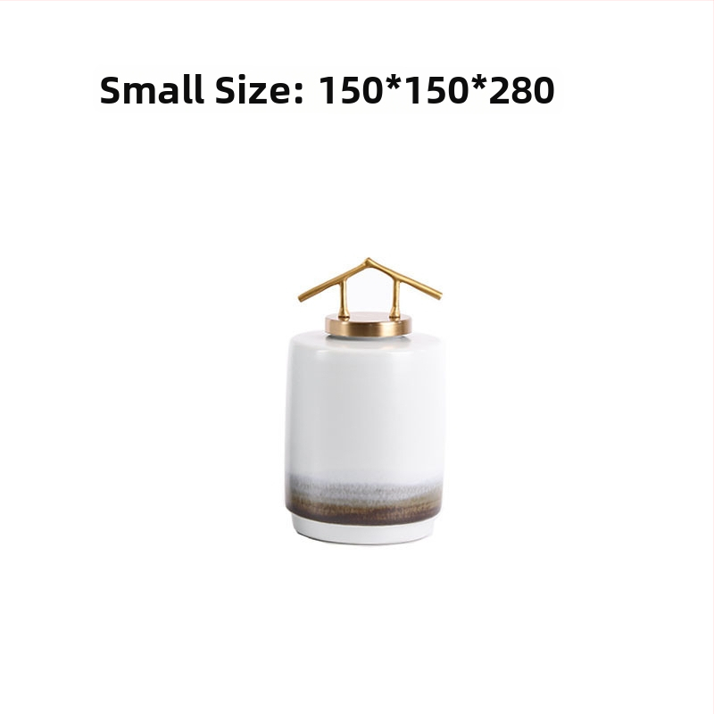 Mu Jing keramikas-metāla vāze ķīniešu stilā ar ainavas porcelāna ornamentu dzīvojamai istabai un studijai