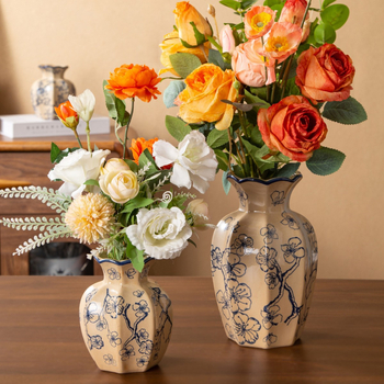 Keraminė vaza šviežioms gėlėms, rankų darbo, dažyta paviršiaus, Kinijos stilius