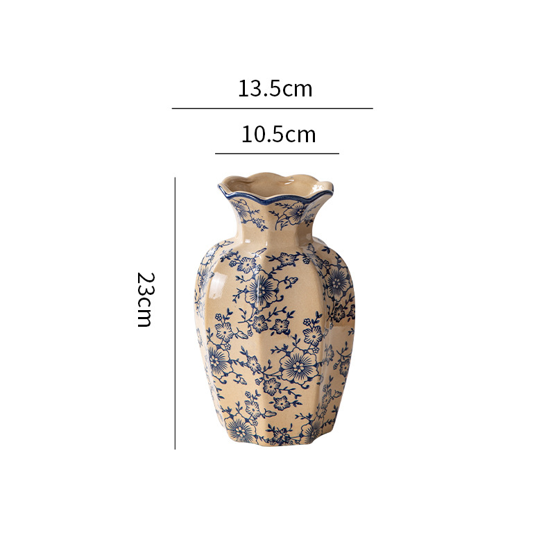 Keraminė vaza šviežioms gėlėms, rankų darbo, dažyta paviršiaus, Kinijos stilius