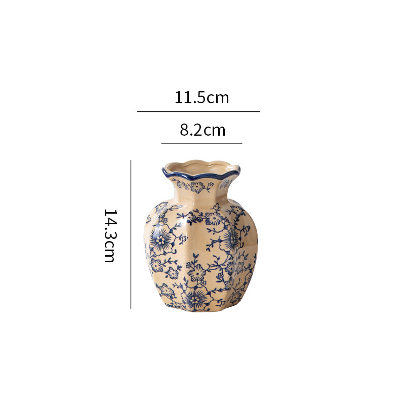 Keraminė vaza šviežioms gėlėms, rankų darbo, dažyta paviršiaus, Kinijos stilius