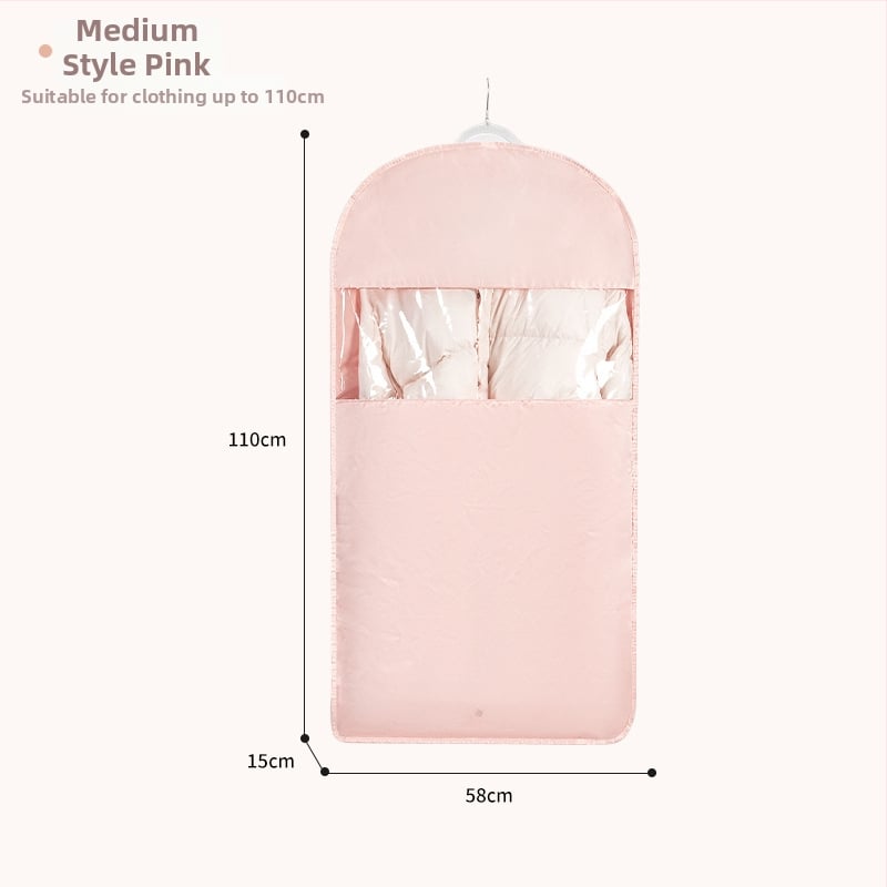 Чанта за съхранение на пухено яке със закачане — сатенен материал, прахоустойчива и влагоустойчива, компресия без въздух за гардероб