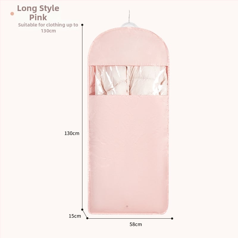 Чанта за съхранение на пухено яке със закачане — сатенен материал, прахоустойчива и влагоустойчива, компресия без въздух за гардероб