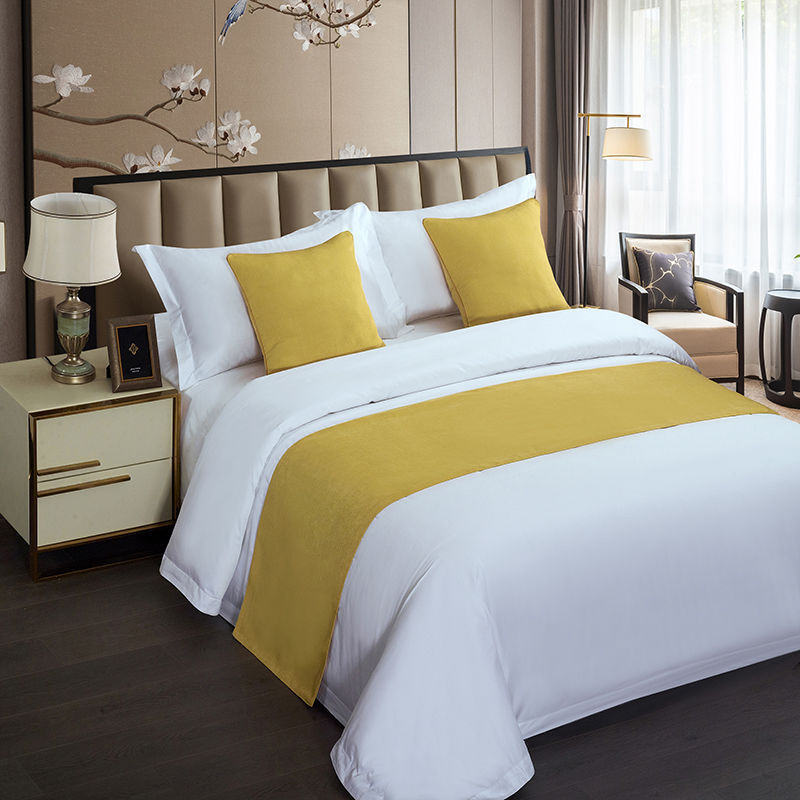 Крайна покривка за легло – модерна простота; мотиви растения; хотелски стил; възможност за лого; Материал: Друг