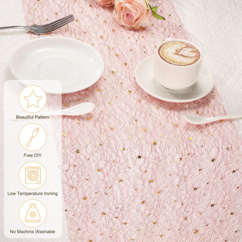 Stolni runner s mrežastim dizajnom i toplinskim otiskom, geometrijski apstraktni uzorak (Materijal: poliester vlakno; Stil: lagani luksuz; Oblik: pravokutnik; Kategorija: stolni runner)