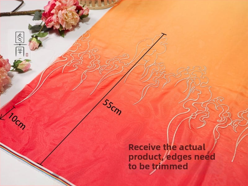 Siuvinėta Hanfu medžiaga su gradientine sunkia siuvinėjimo detale; Medžiaga: cheminė pluoštas; Panaudojimas: batai ir skrybėlės; Prekės ženklas: Kita