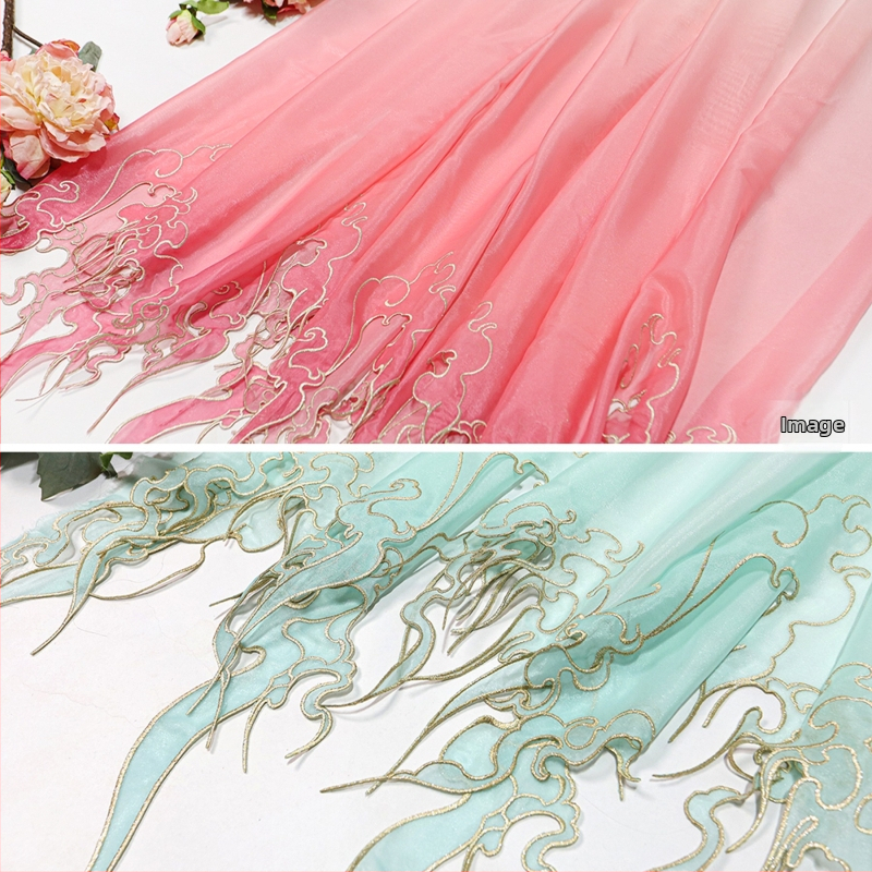 Vyšívaná tkanina pre Hanfu s gradientnou ťažkou výšivkou; Materiál: chemické vlákno; Použitie: topánky a čiapky; Značka: Iné