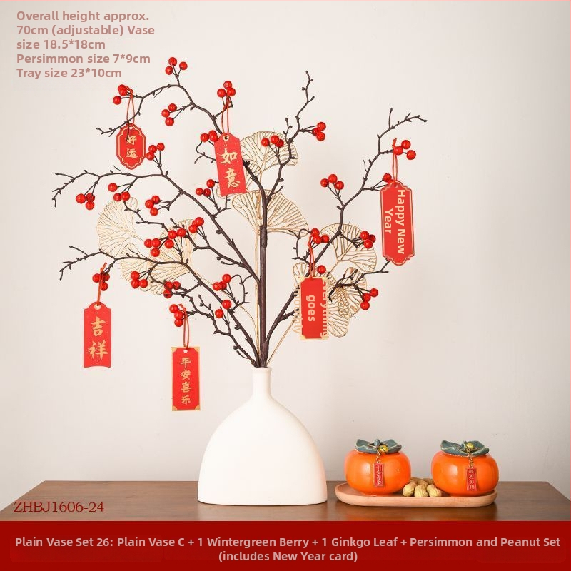 Naujo namų šventinė dekoracija su Fortūnos vaisiais ir vaisių gėlėmis (Medžiaga: Plastikas; Stilius: Kinų stilius; Prekės ženklas: Other; IP leidimas: Ne)