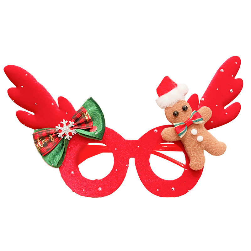 Bērnu Ziemassvētku kostīmu rekvizītu komplekts – brieža ragi, karikatūras maska un brillēm rāmis, rokdarbs no auduma (materiāls: audums; stils: bērni, multenes; piemērots vecums: 3–10 gadi)