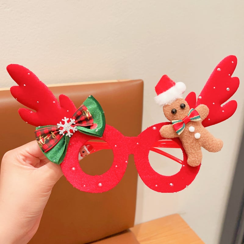 Bērnu Ziemassvētku kostīmu rekvizītu komplekts – brieža ragi, karikatūras maska un brillēm rāmis, rokdarbs no auduma (materiāls: audums; stils: bērni, multenes; piemērots vecums: 3–10 gadi)