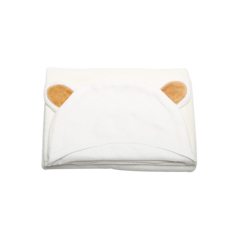 Babafürdő törölköző kapucnival és mesefülekkel — bambusz rost, 400–500 g, 19 szál, hímzett és varrott