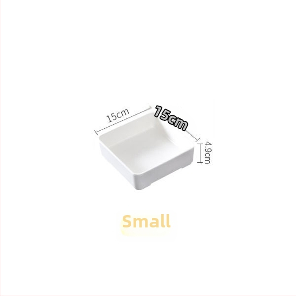 Melamīna kvadrātveida trauks, pārtikas kvalitāte, izturīgs pret temperatūru, pasniegšanas plāksne gataviem ēdieniem un dārzeņiem