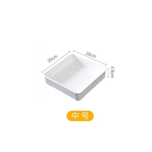 Melamīna kvadrātveida trauks, pārtikas kvalitāte, izturīgs pret temperatūru, pasniegšanas plāksne gataviem ēdieniem un dārzeņiem