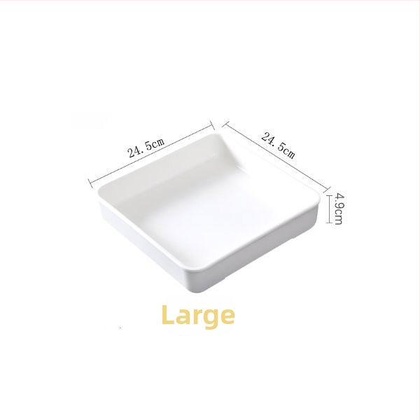 Melamīna kvadrātveida trauks, pārtikas kvalitāte, izturīgs pret temperatūru, pasniegšanas plāksne gataviem ēdieniem un dārzeņiem