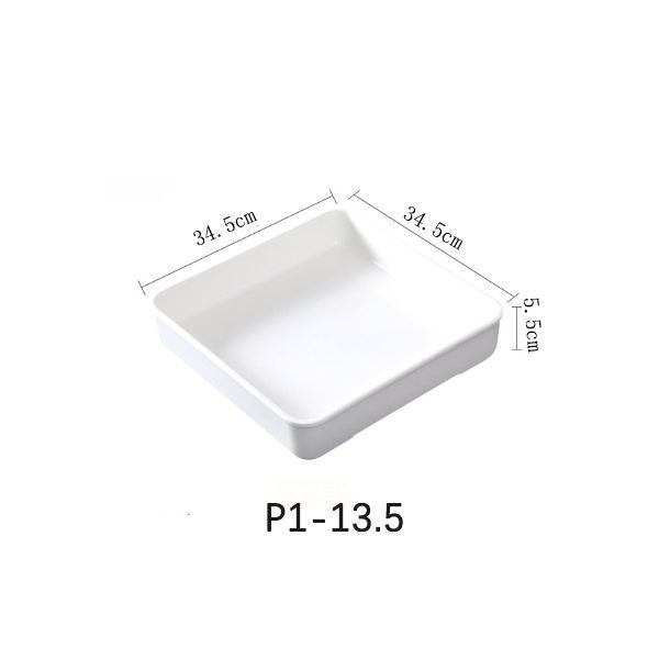Melamīna kvadrātveida trauks, pārtikas kvalitāte, izturīgs pret temperatūru, pasniegšanas plāksne gataviem ēdieniem un dārzeņiem