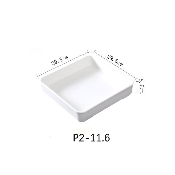 Melamīna kvadrātveida trauks, pārtikas kvalitāte, izturīgs pret temperatūru, pasniegšanas plāksne gataviem ēdieniem un dārzeņiem