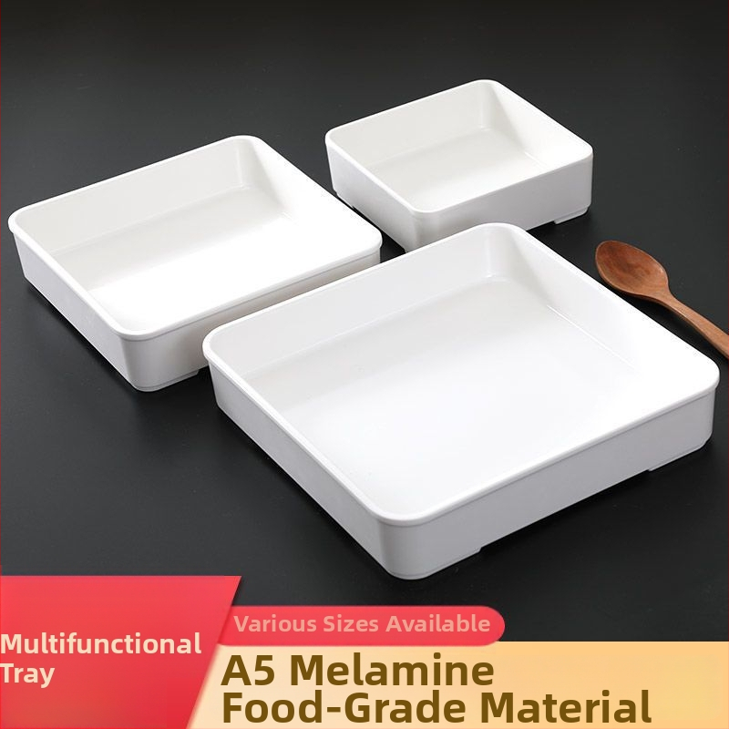 Melamínový štvorcový podnos, potravinárska kvalita, odolný voči teplu, servírovací tanier pre varené jedlá a zeleninu