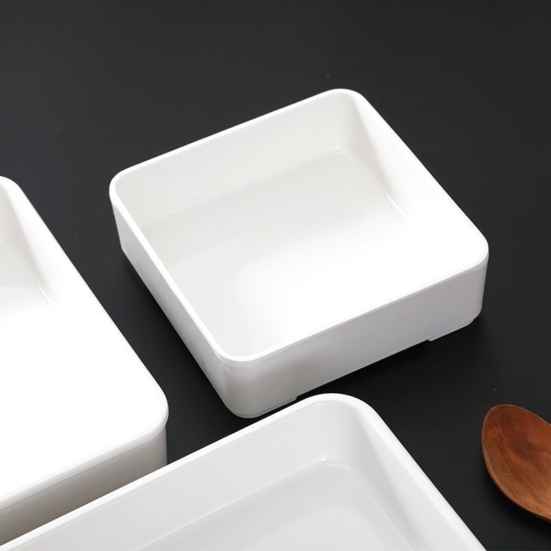 Melamininis kvadratinis padėklas, maisto kokybės, atsparus šilumai, patiekalų ir daržovių serviravimo plokštė