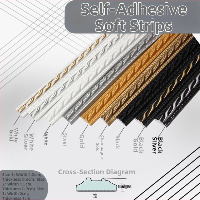 PVC pašlīmējoša dekoratīvā malu lente televizora fona sienai — mūsdienīgs stils, ugunsizturīga, ūdensizturīga, mitrumizturīga, korozijizturīga