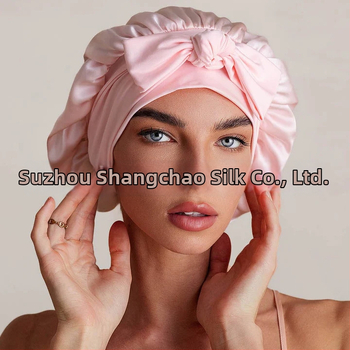 Zīda nakts cepure ar elastīgu jostu matu žāvēšanai — ķermenis 100% zīds, elastīgā poliester lenta, svars 50–79 g, produkta kods Silk stretch cap