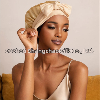 Zīda nakts cepure ar elastīgu jostu matu žāvēšanai — ķermenis 100% zīds, elastīgā poliester lenta, svars 50–79 g, produkta kods Silk stretch cap