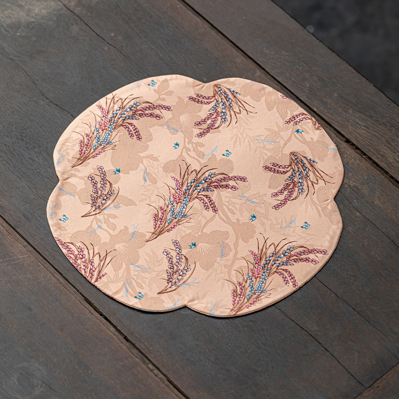 Apskrito formos dviejų pusių izoliacinis arbatos kilimėlis iš audinio su logotipu, kinų stilius