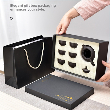 Pārvietojams tējas komplekts no Zisha māla, ceļojumu soma, bambusa paliktnis, pielāgots logo, 3–5 cilvēkiem