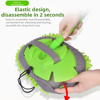 Pöördleviline teleskoopne auto pesemis mop vahupuhaste harjaga, alumiiniumvardaga ja chenille peaga