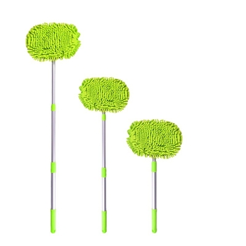 Pöördleviline teleskoopne auto pesemis mop vahupuhaste harjaga, alumiiniumvardaga ja chenille peaga