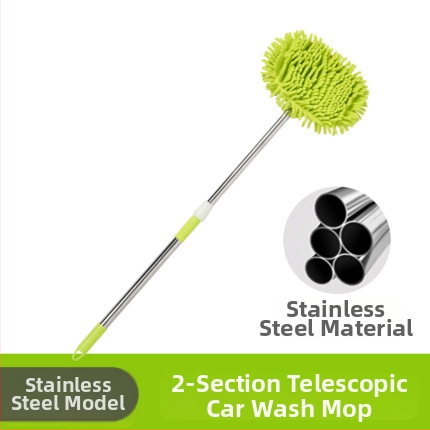 Pöördleviline teleskoopne auto pesemis mop vahupuhaste harjaga, alumiiniumvardaga ja chenille peaga