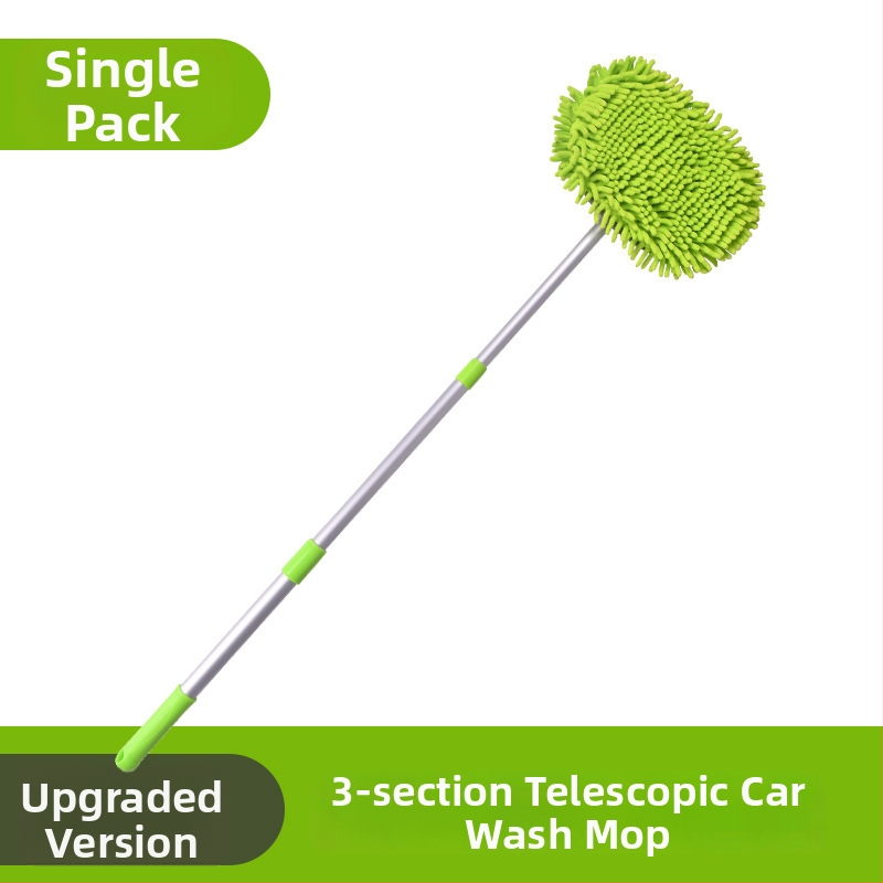 Pöördleviline teleskoopne auto pesemis mop vahupuhaste harjaga, alumiiniumvardaga ja chenille peaga