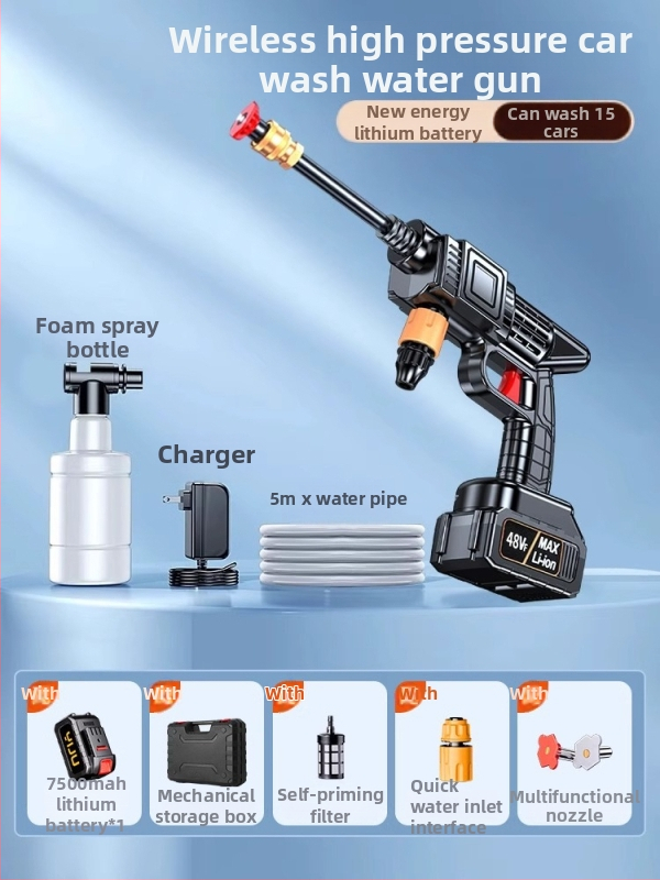 Juhtmevaba auto pesur 120W mootoriga, voolavool kuni 4 L/min, kaal 3 kg, korpus plastist sulamist; sobib auto pesuks, taimedesse jootmiseks ja põranda puhastamiseks.