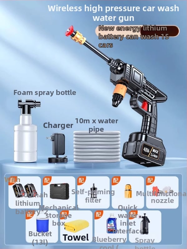 Juhtmevaba auto pesur 120W mootoriga, voolavool kuni 4 L/min, kaal 3 kg, korpus plastist sulamist; sobib auto pesuks, taimedesse jootmiseks ja põranda puhastamiseks.