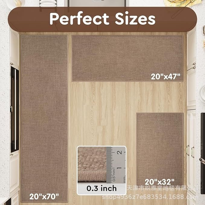 Tkani laneni kuhinjski prostir s protukliznim svojstvima, otporan na ulje i upija vlagu, periv, dugački trakasti tepih