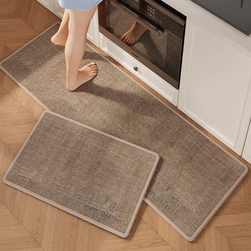 Tkani laneni kuhinjski prostir s protukliznim svojstvima, otporan na ulje i upija vlagu, periv, dugački trakasti tepih