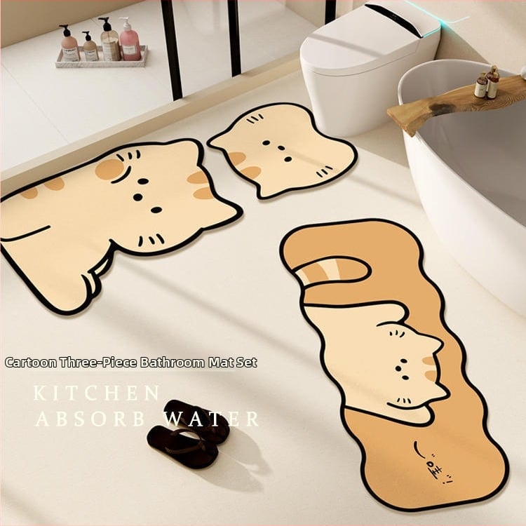 Kupaonska prostirka od diatomita s motivom crtića i slatkih životinja, protuklizna, ručno pranje, za kupaonu, kuhinju i ulaz