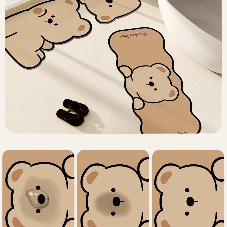 Kupaonska prostirka od diatomita s motivom crtića i slatkih životinja, protuklizna, ručno pranje, za kupaonu, kuhinju i ulaz