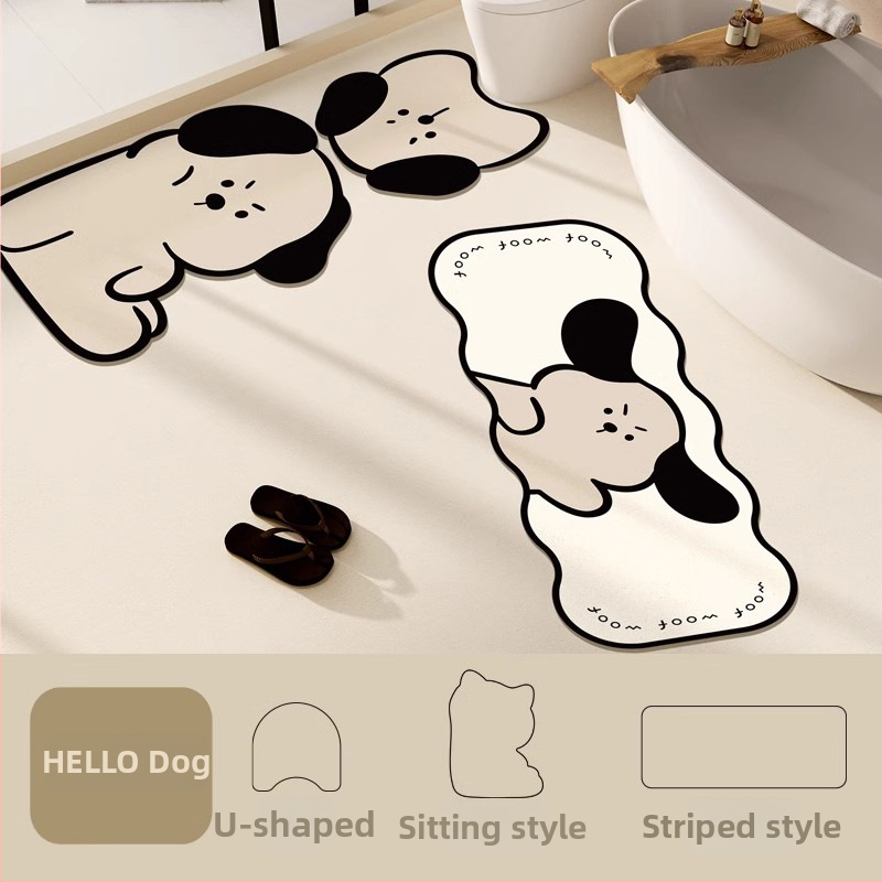 Kupaonska prostirka od diatomita s motivom crtića i slatkih životinja, protuklizna, ručno pranje, za kupaonu, kuhinju i ulaz