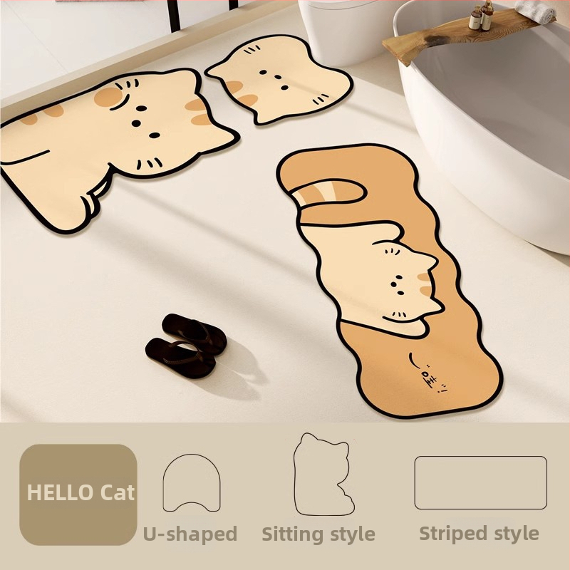 Kupaonska prostirka od diatomita s motivom crtića i slatkih životinja, protuklizna, ručno pranje, za kupaonu, kuhinju i ulaz