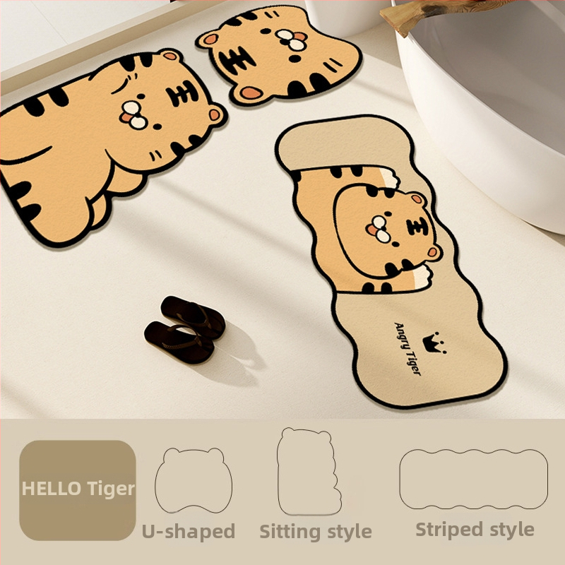 Kupaonska prostirka od diatomita s motivom crtića i slatkih životinja, protuklizna, ručno pranje, za kupaonu, kuhinju i ulaz