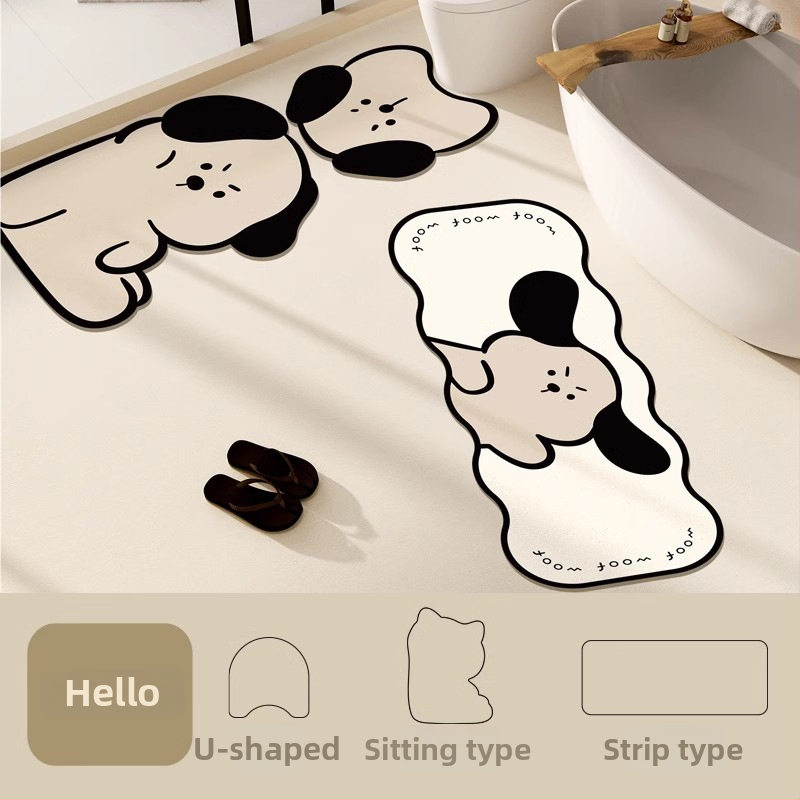 Kupaonska prostirka od diatomita s motivom crtića i slatkih životinja, protuklizna, ručno pranje, za kupaonu, kuhinju i ulaz