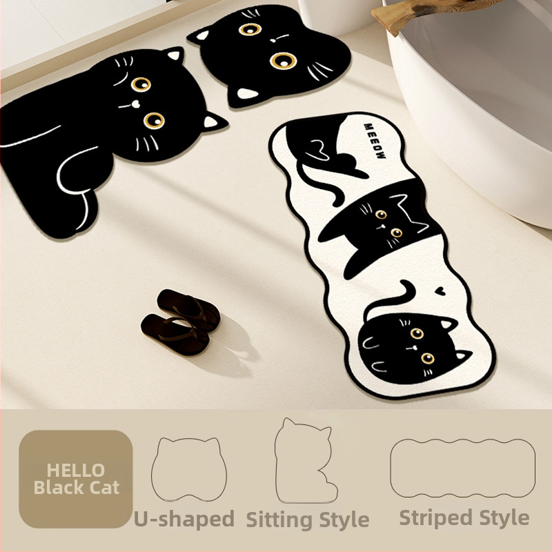 Kupaonska prostirka od diatomita s motivom crtića i slatkih životinja, protuklizna, ručno pranje, za kupaonu, kuhinju i ulaz